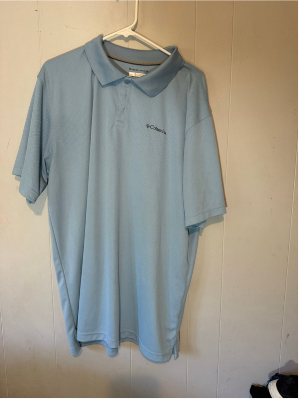 Men's Columbia Polo Shirt Light Blue Size XLT